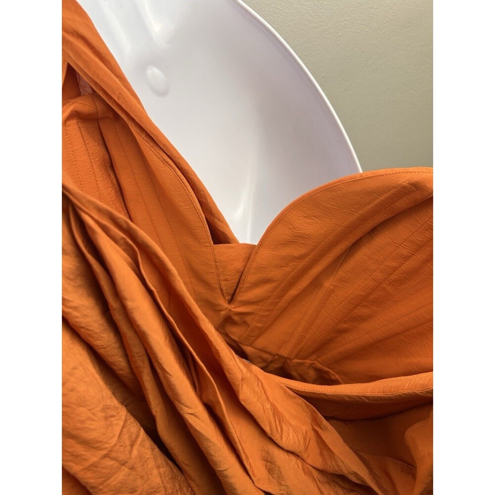 Asos Memory Structured Draped Mini Dress orange US 8 UK 12 - Picture 9 of 12